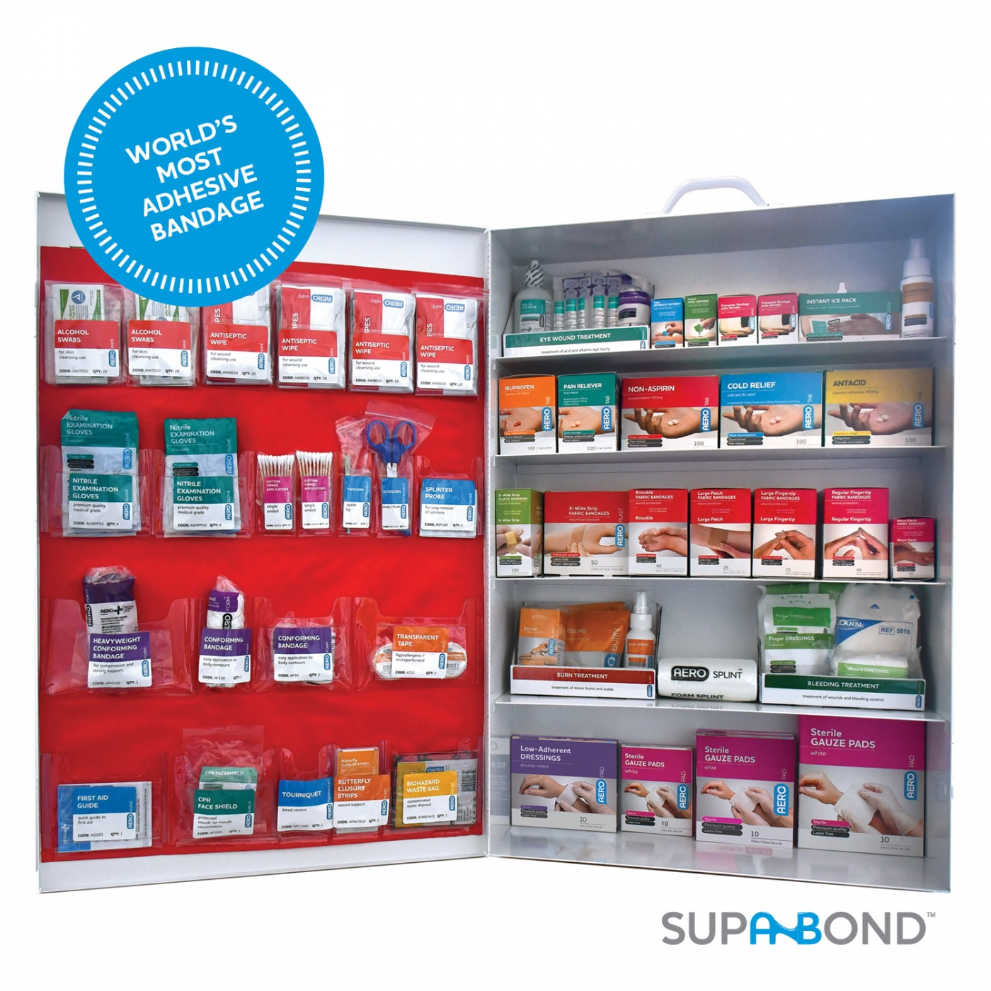 First Aid - Metal Cabinet - 5 Shelf Stocked